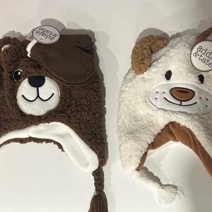 NWT Brown and White Animal Plush Hats